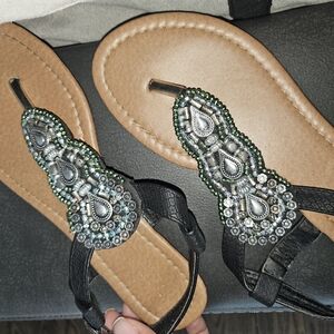 Embellished Black Sandals